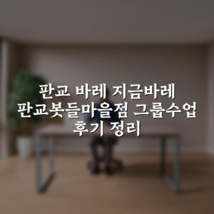 판교 바레 지금바레 판교봇들마을점 그룹수업 후기 정리