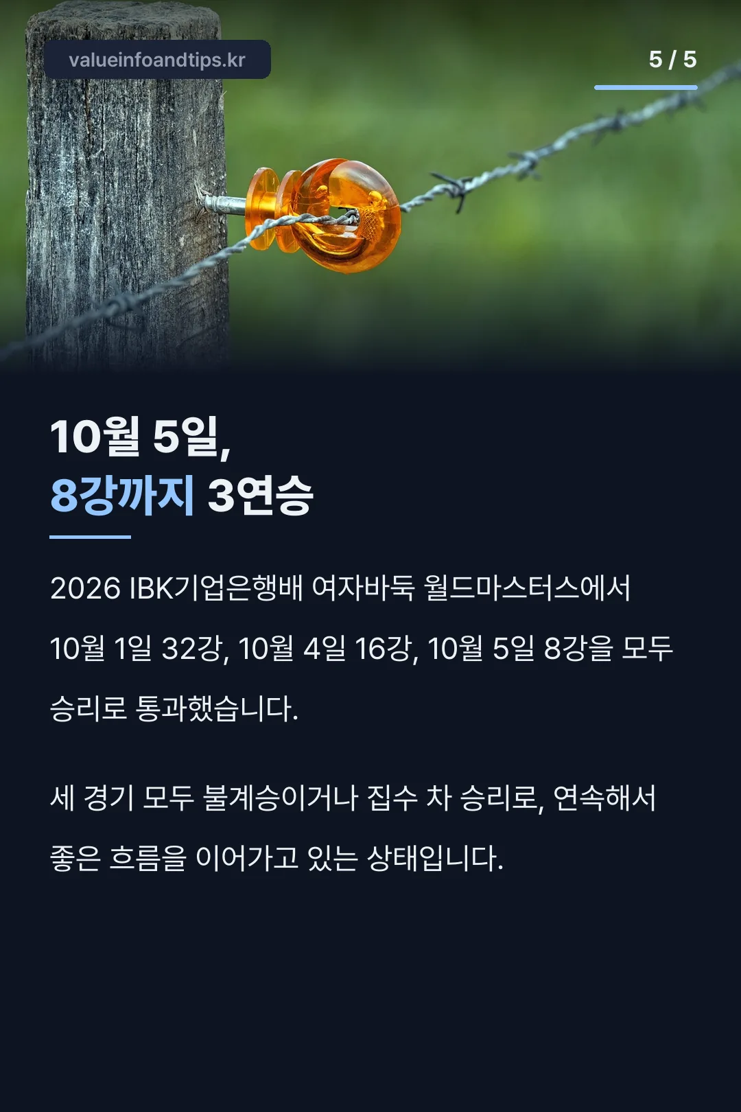 8강까지 3연승 현황